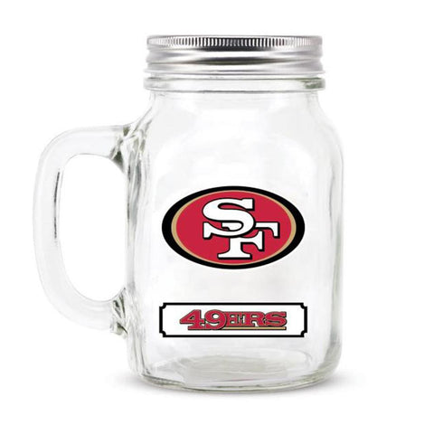 San Francisco 49ers NFL Mason Jar Glass With Lid