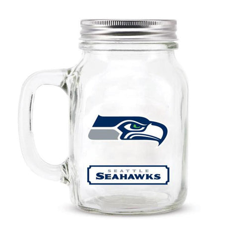 Seattle Seahawks NFL Mason Jar Glass With Lid
