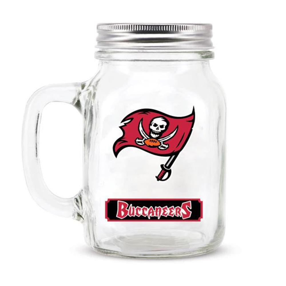 Tampa Bay Buccaneers NFL Mason Jar Glass With Lid