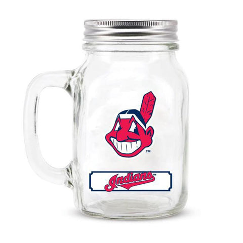 Cleveland Indians MLB Mason Jar Glass With Lid