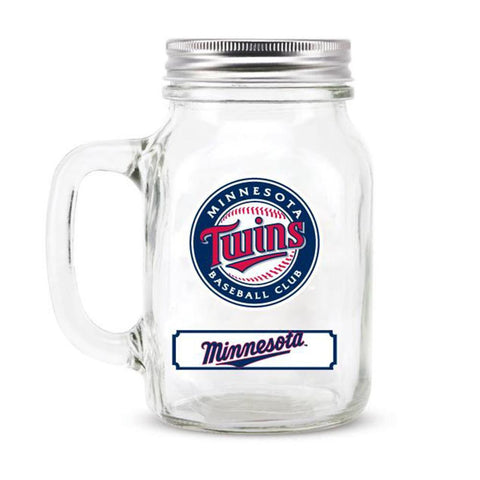 Minnesota Twins MLB Mason Jar Glass With Lid