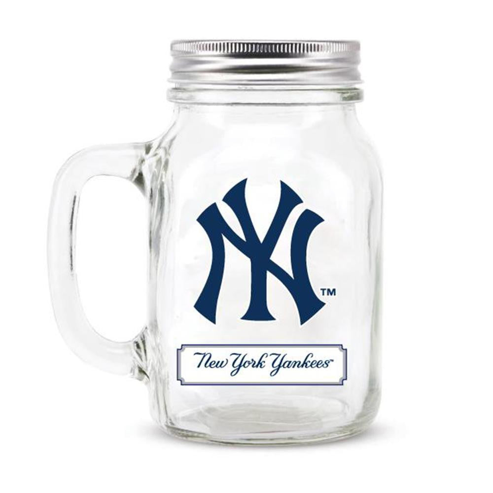 New York Yankees MLB Mason Jar Glass With Lid