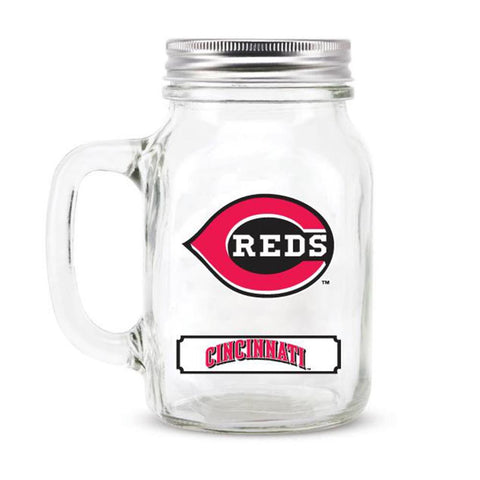 Cincinnati Reds MLB Mason Jar Glass With Lid