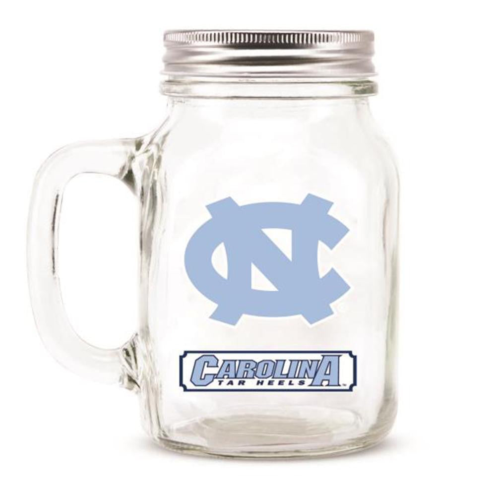 North Carolina Tar Heels NCAA Mason Jar Glass With Lid