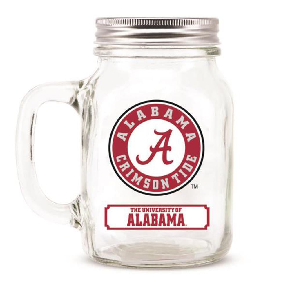 Alabama Crimson Tide NCAA Mason Jar Glass With Lid