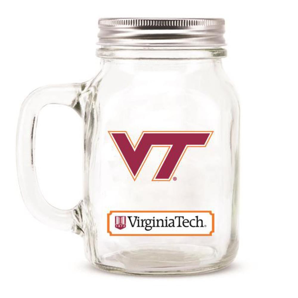 Virginia Tech Hokies NCAA Mason Jar Glass With Lid