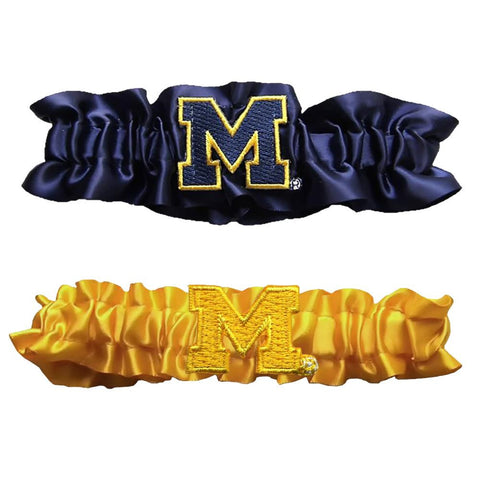 Michigan Wolverines NCAA Garter Set One to Keep One to Throw (Navy Blue-Yellow)
