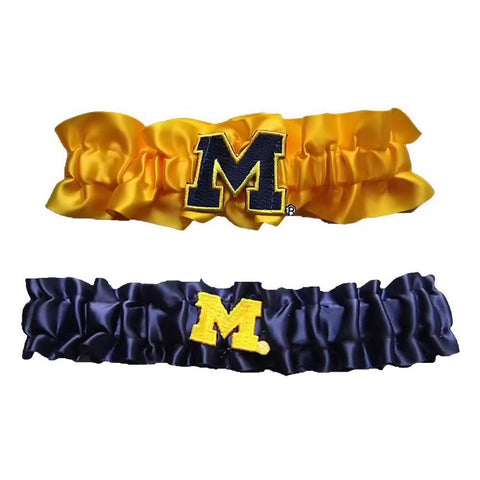Michigan Wolverines NCAA Garter Set One to Keep One to Throw (Yellow-Navy Blue)