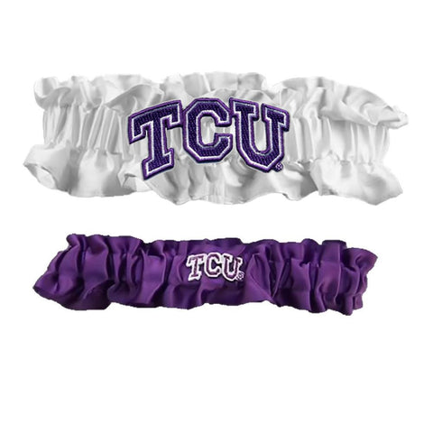 Texas Christian Horned Frogs NCAA Garter Set One to Keep One to Throw (White-Purple)