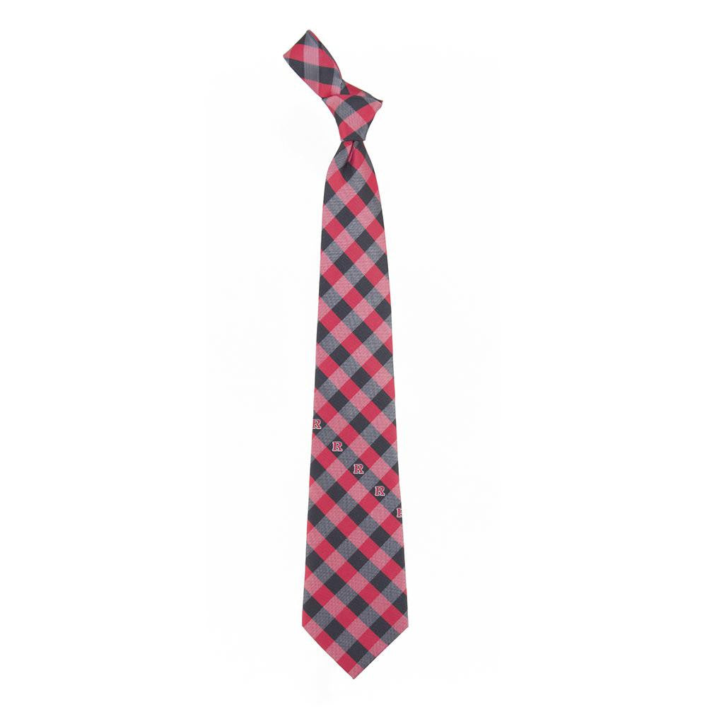 Rutgers Scarlet Knights NCAA Check Woven Poly Mens Tie