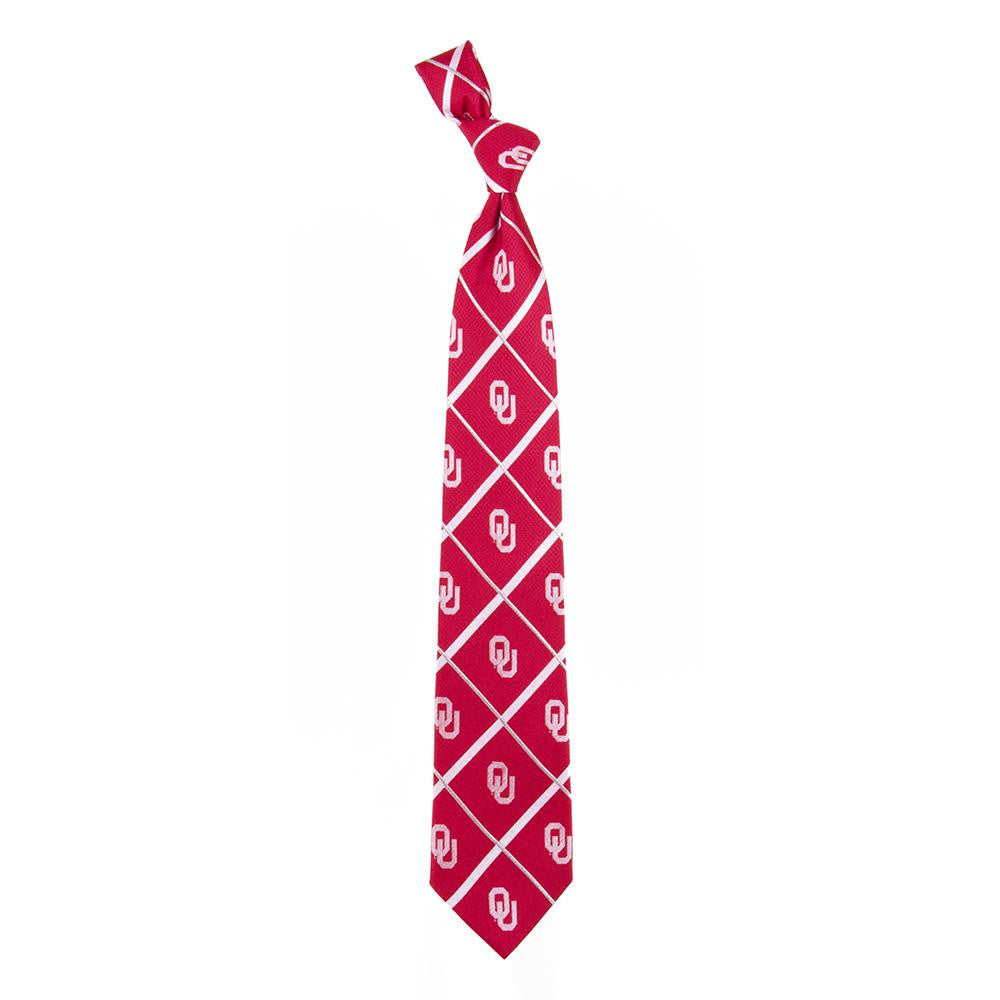 Oklahoma Sooners NCAA Silver Line Woven Silk Mens Tie