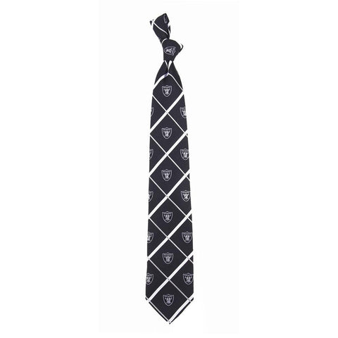 Oakland Raiders NFL Silver Line Woven Silk Mens Tie