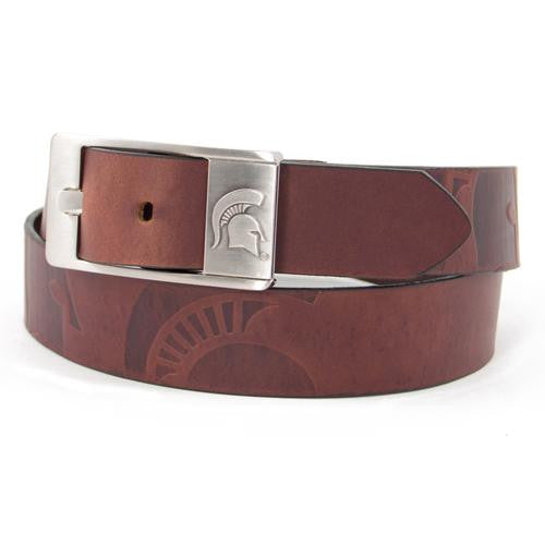 Michigan State Spartans NCAA Men's Embossed Leather Belt (Size 32)