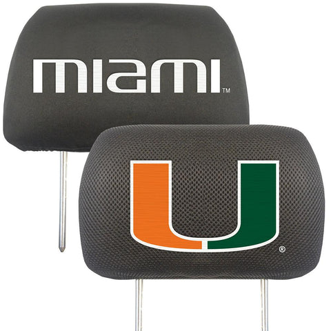 Miami Hurricanes NCAA Polyester Head Rest Cover (2 Pack)