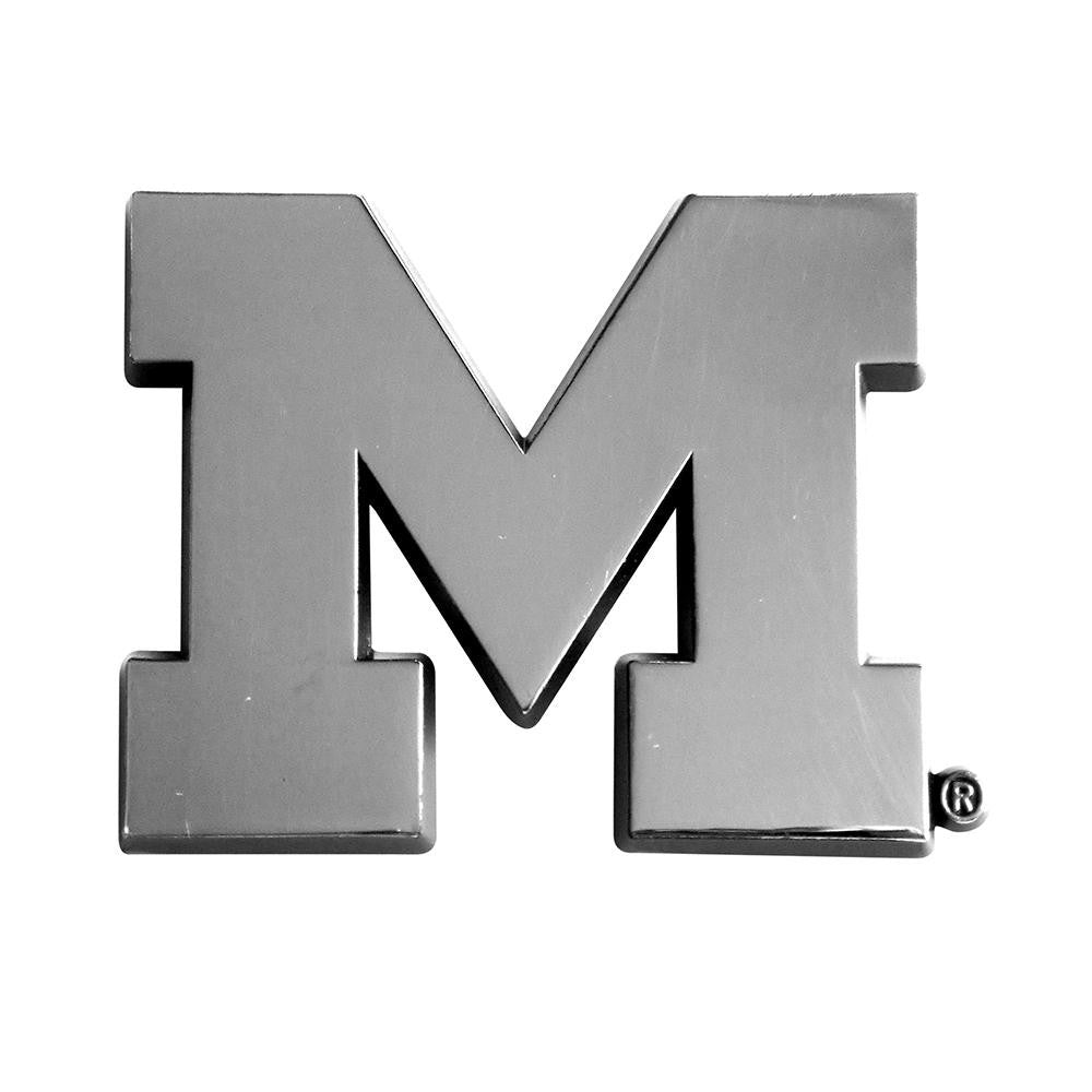 Michigan Wolverines NCAA Chrome Car Emblem (2.3in x 3.7in)