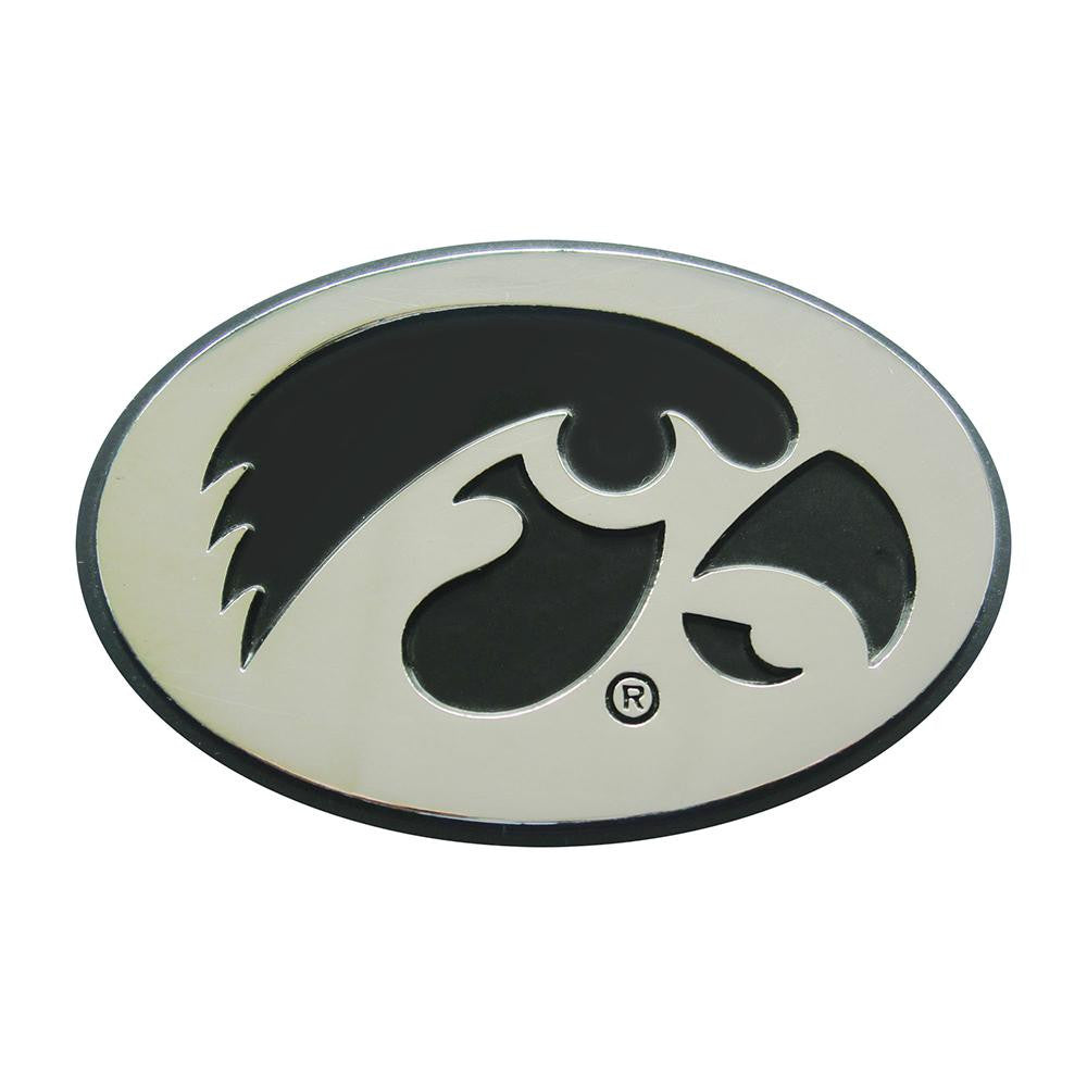 Iowa Hawkeyes NCAA Chrome Car Emblem (2.3in x 3.7in)