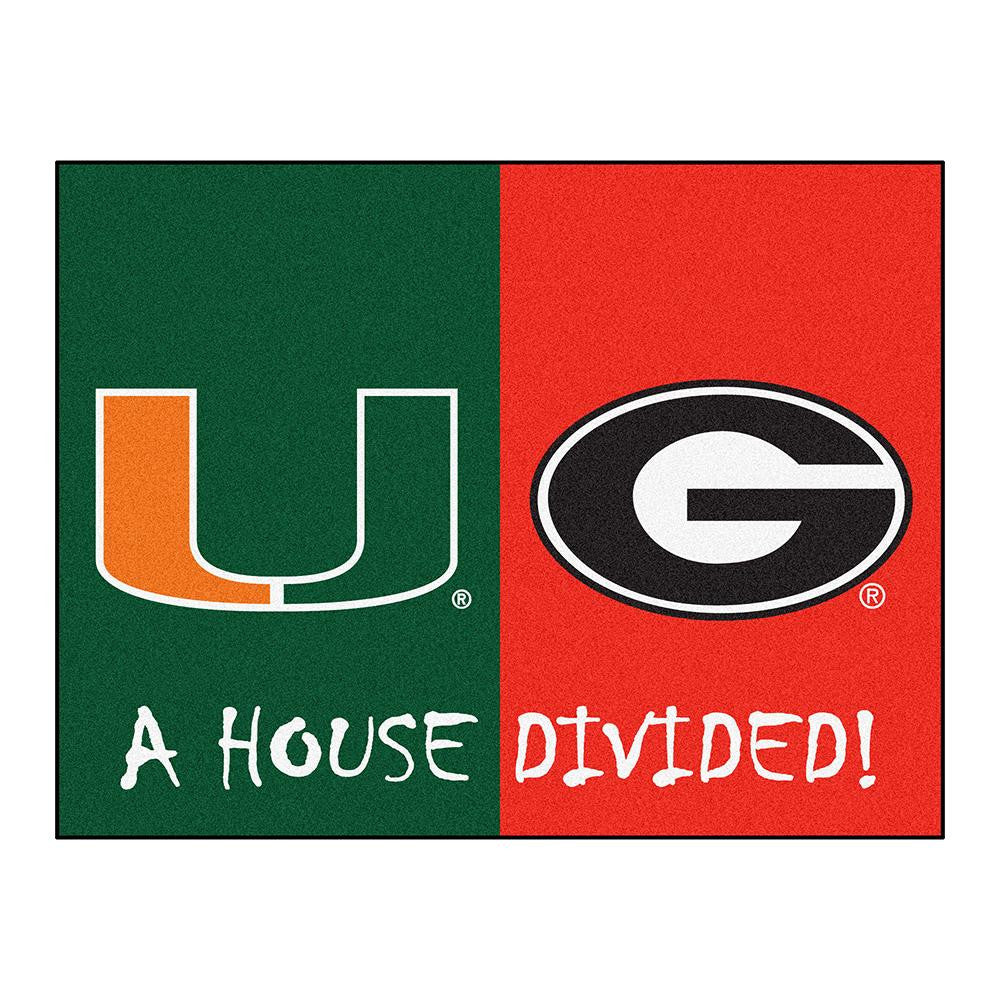 Miami Hurricanes-Georgia Bulldogs NCAA House Divided All-Star Floor Mat (34x45)