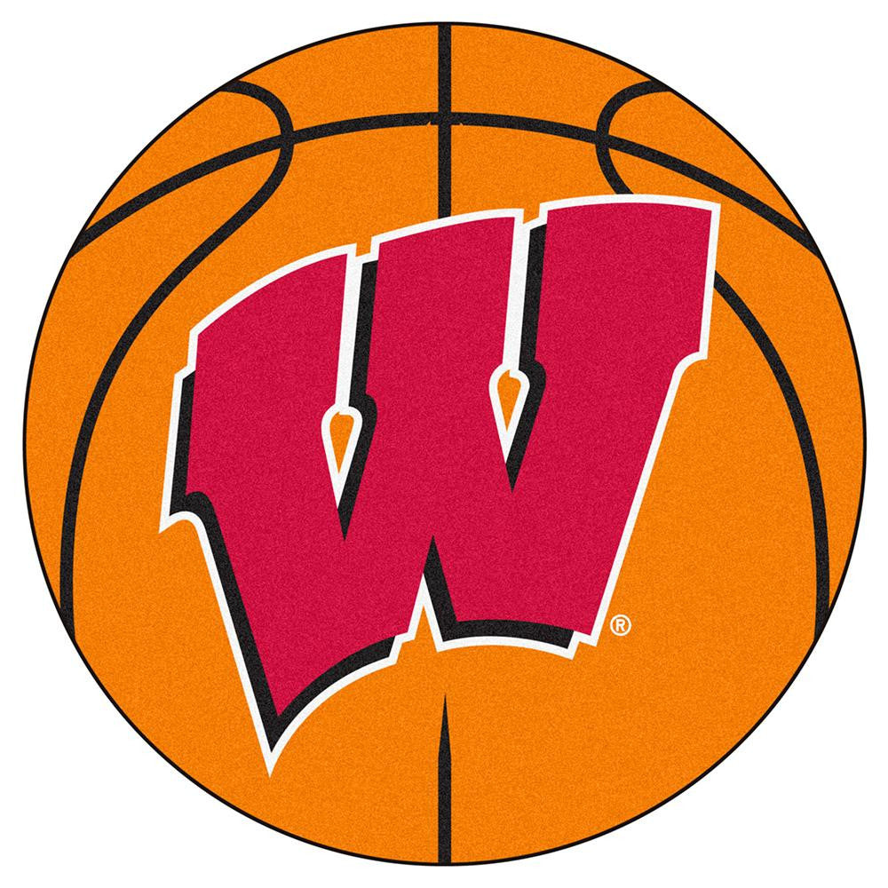 Wisconsin Badgers NCAA Basketball Round Floor Mat (29) W Logo