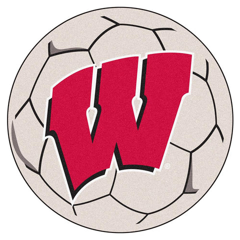 Wisconsin Badgers NCAA Soccer Ball Round Floor Mat (29) W Logo
