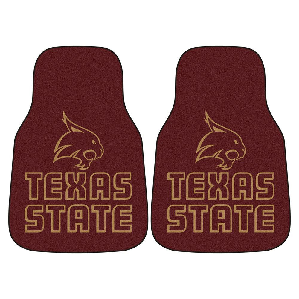 Texas State Bobcats NCAA 2-Piece Printed Carpet Car Mats (18x27)