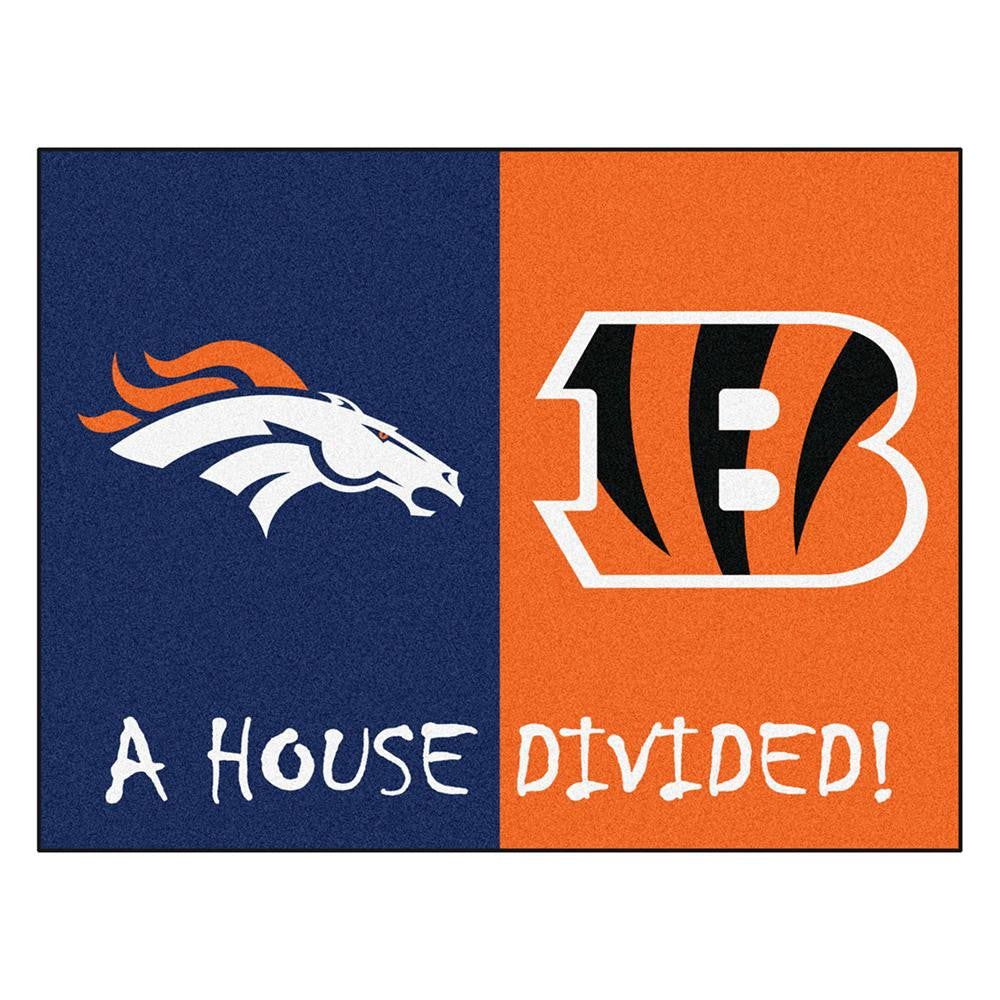 Denver Broncos-Cincinnati Bengals NFL House Divided All-Star Floor Mat (34x45)