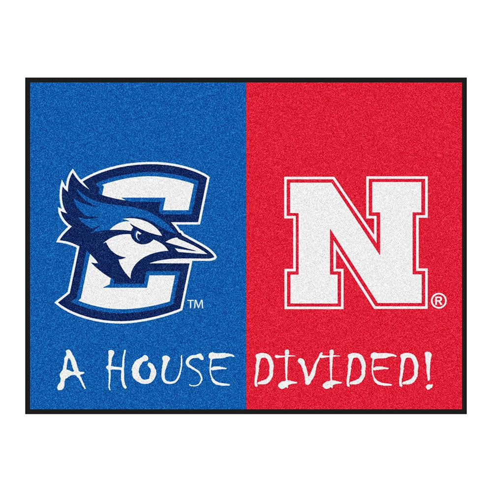 Creighton Bluejays-Nebraska Cornhuskers NCAA House Divided All-Star Floor Mat (34x45)