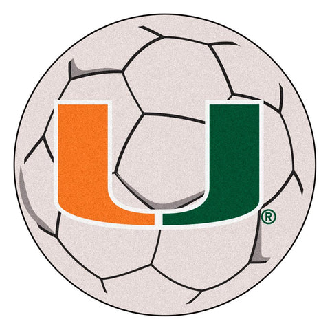 Miami Hurricanes NCAA Soccer Ball Round Floor Mat (29) U Logo