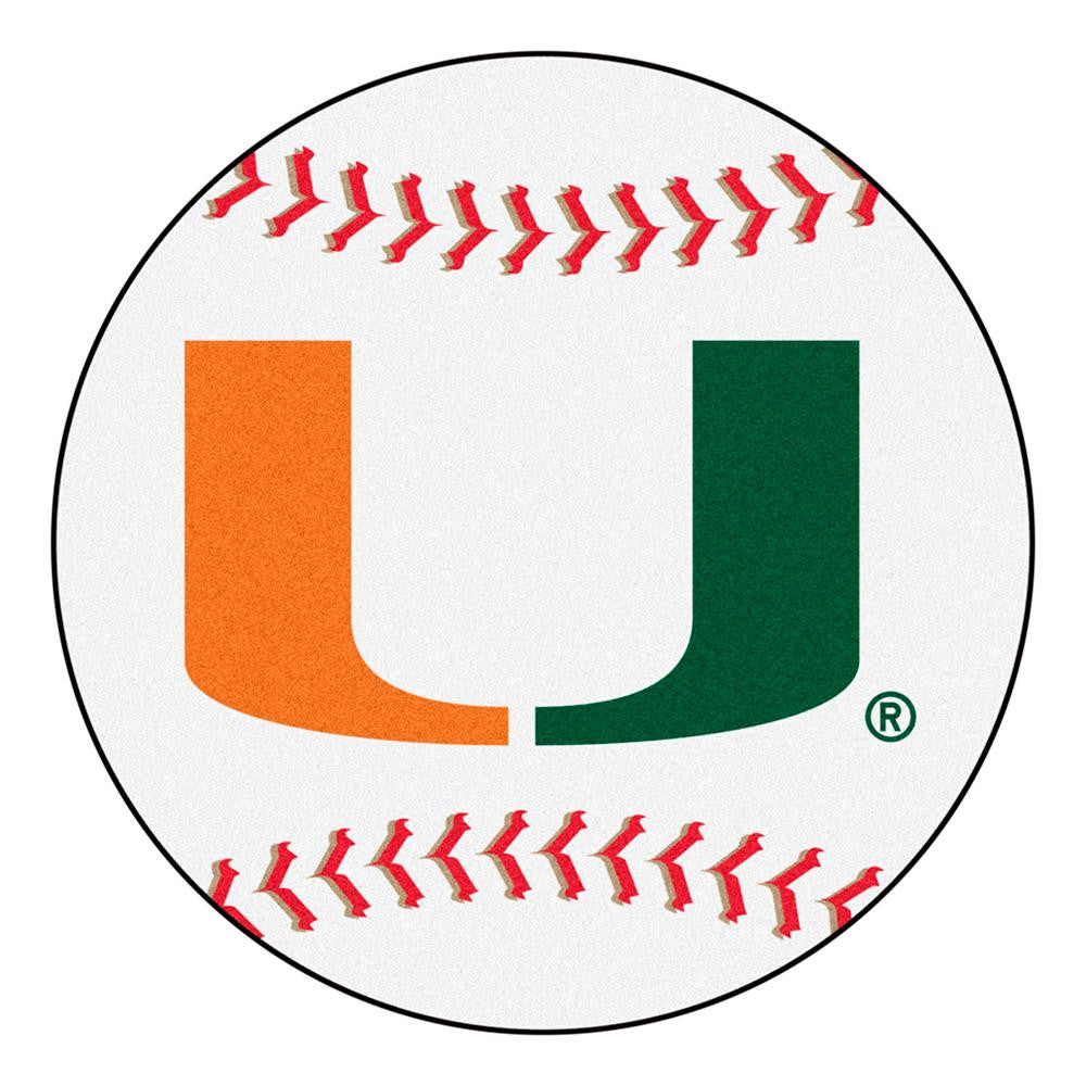 Miami Hurricanes NCAA Baseball Round Floor Mat (29) U Logo