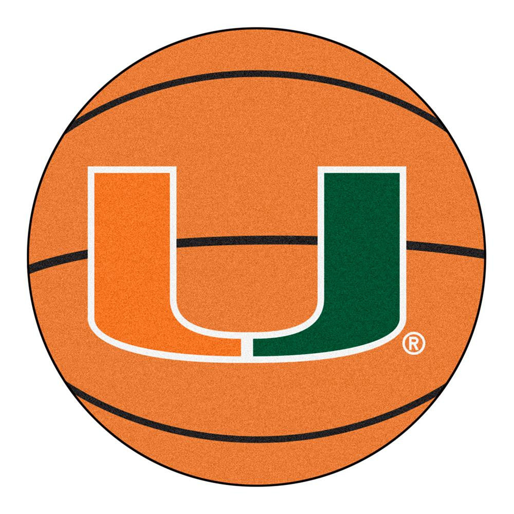 Miami Hurricanes NCAA Basketball Round Floor Mat (29) U Logo