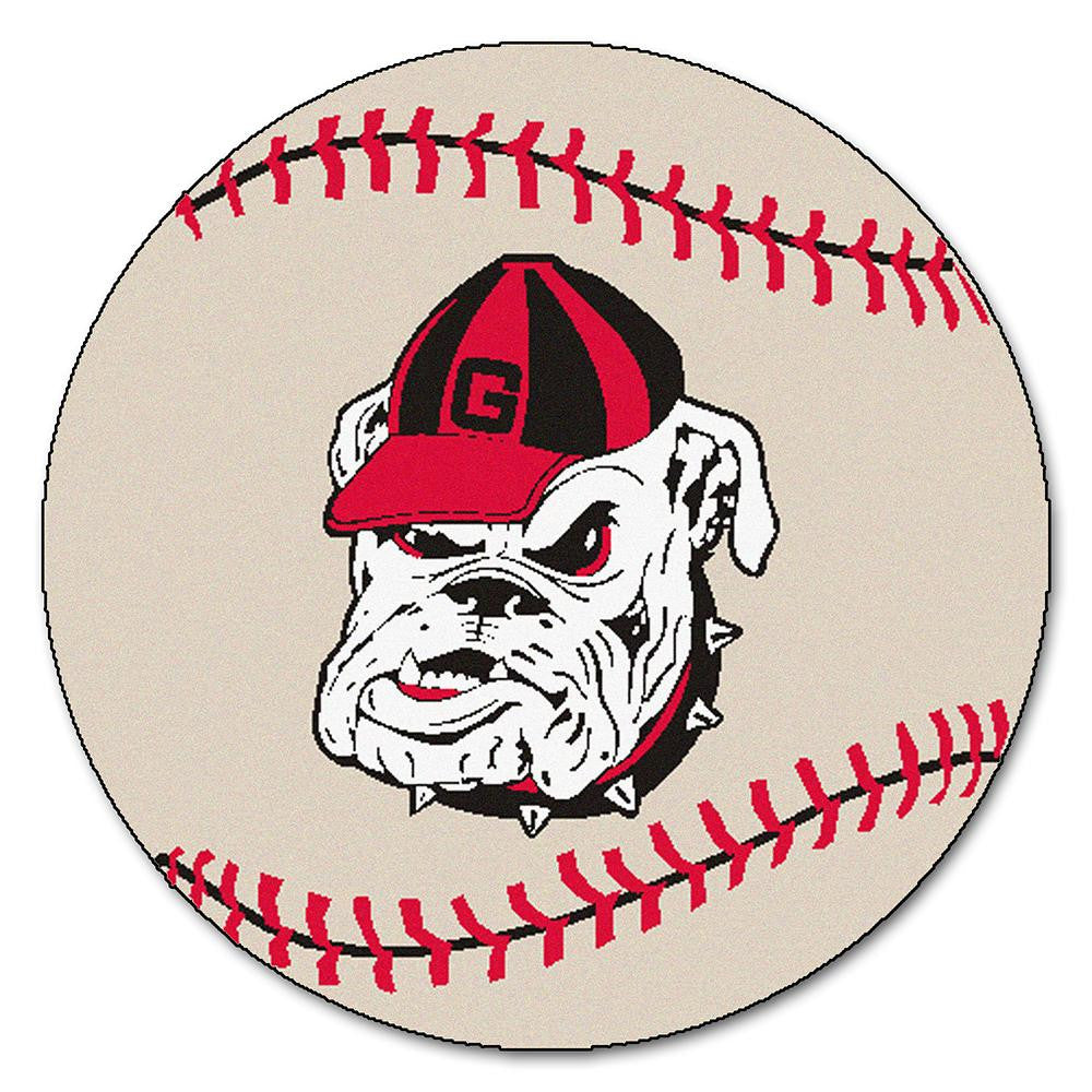 Georgia Bulldogs NCAA Baseball Round Floor Mat (29) Bulldog Logo