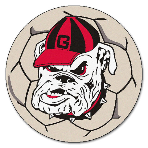 Georgia Bulldogs NCAA Soccer Ball Round Floor Mat (29) Bulldog Logo