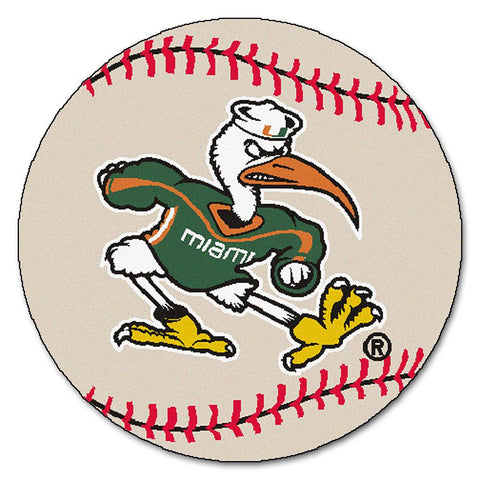 Miami Hurricanes NCAA Baseball Round Floor Mat (29) Sebastian the Ibis