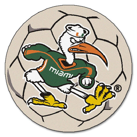 Miami Hurricanes NCAA Soccer Ball Round Floor Mat (29) Sebastian the Ibis