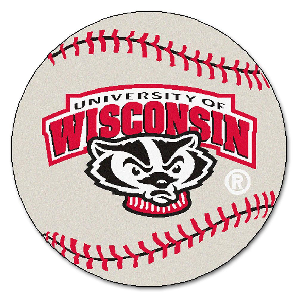 Wisconsin Badgers NCAA Baseball Round Floor Mat (29) Badger Logo