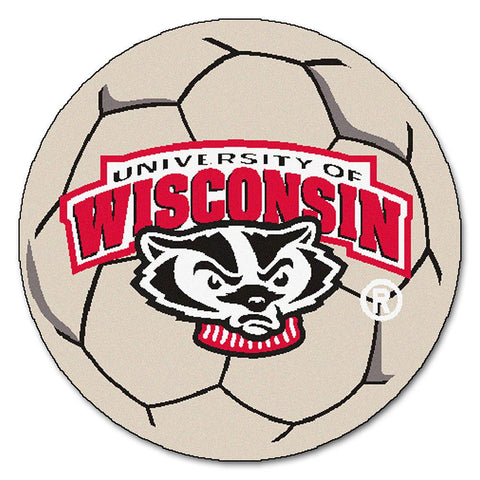 Wisconsin Badgers NCAA Soccer Ball Round Floor Mat (29) Badger Logo