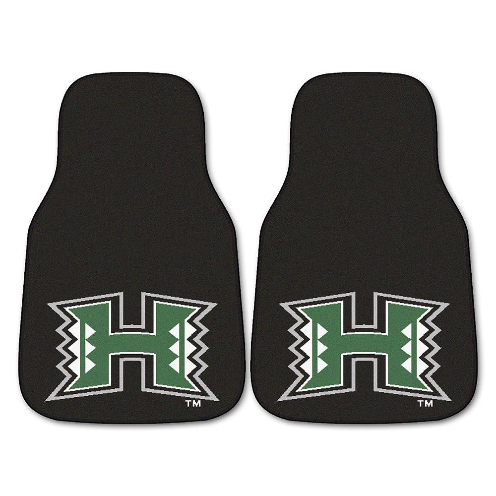 Hawaii Rainbow Warriors NCAA 2-Piece Printed Carpet Car Mats (18x27)