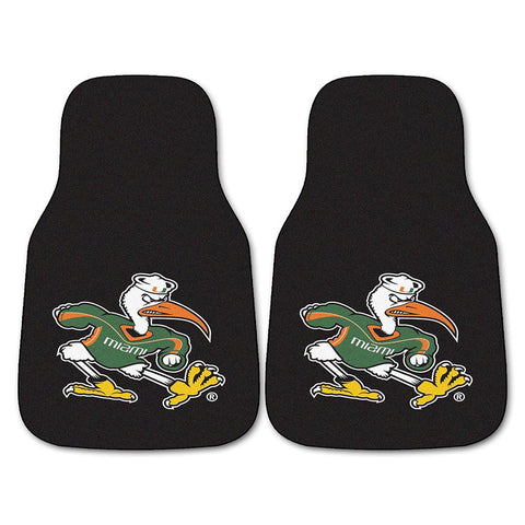 Miami Hurricanes NCAA Car Floor Mats (2 Front) Sebastian the Ibis