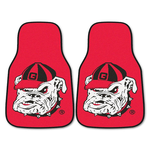Georgia Bulldogs NCAA Car Floor Mats (2 Front) Bulldog Logo on Red