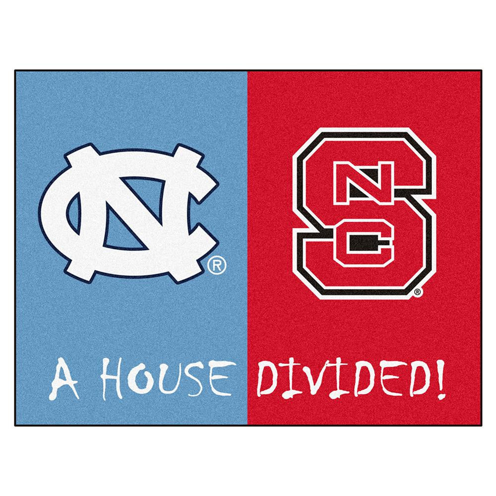 N Carolina Tar Heels- N Carolina St Wolfpack NCAA House Divided NCAA All-Star Floor Mat (34x45)