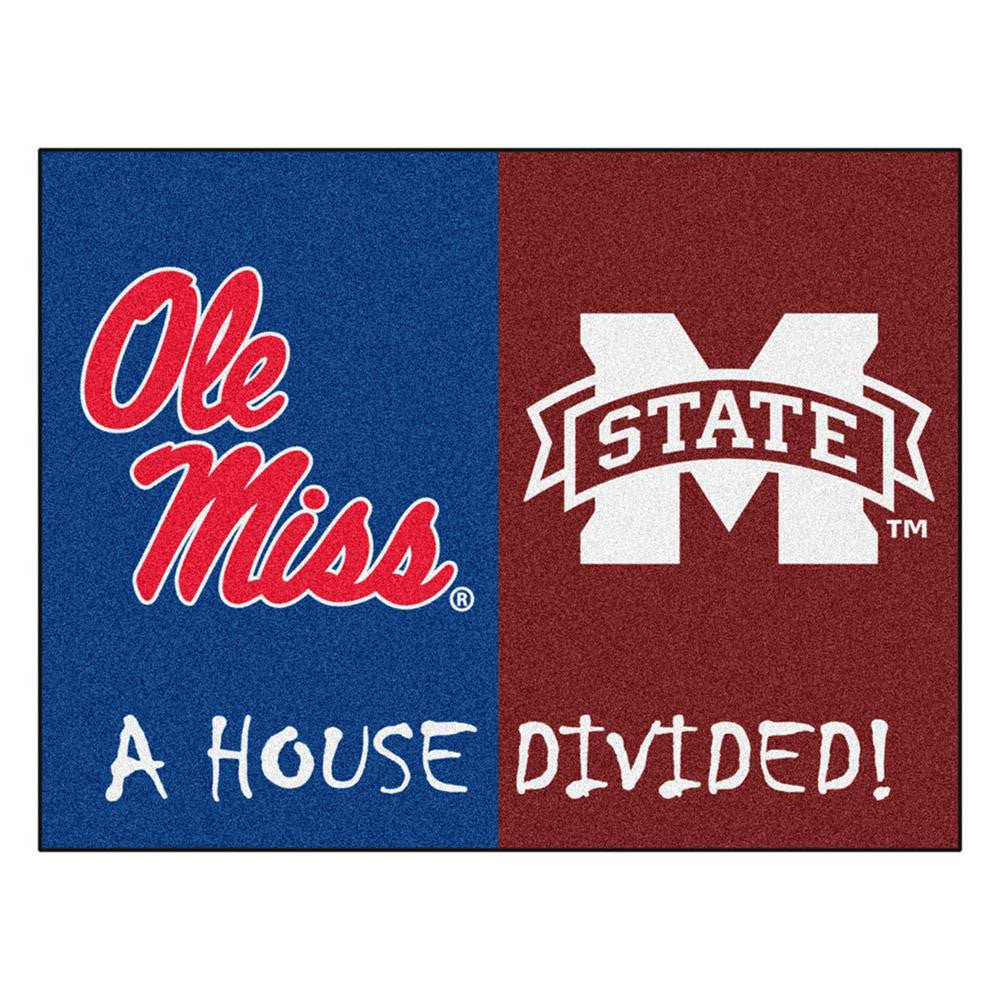 Mississippi Rebels- Mississippi St Bulldogs NCAA House Divided NCAA All-Star Floor Mat (34x45)