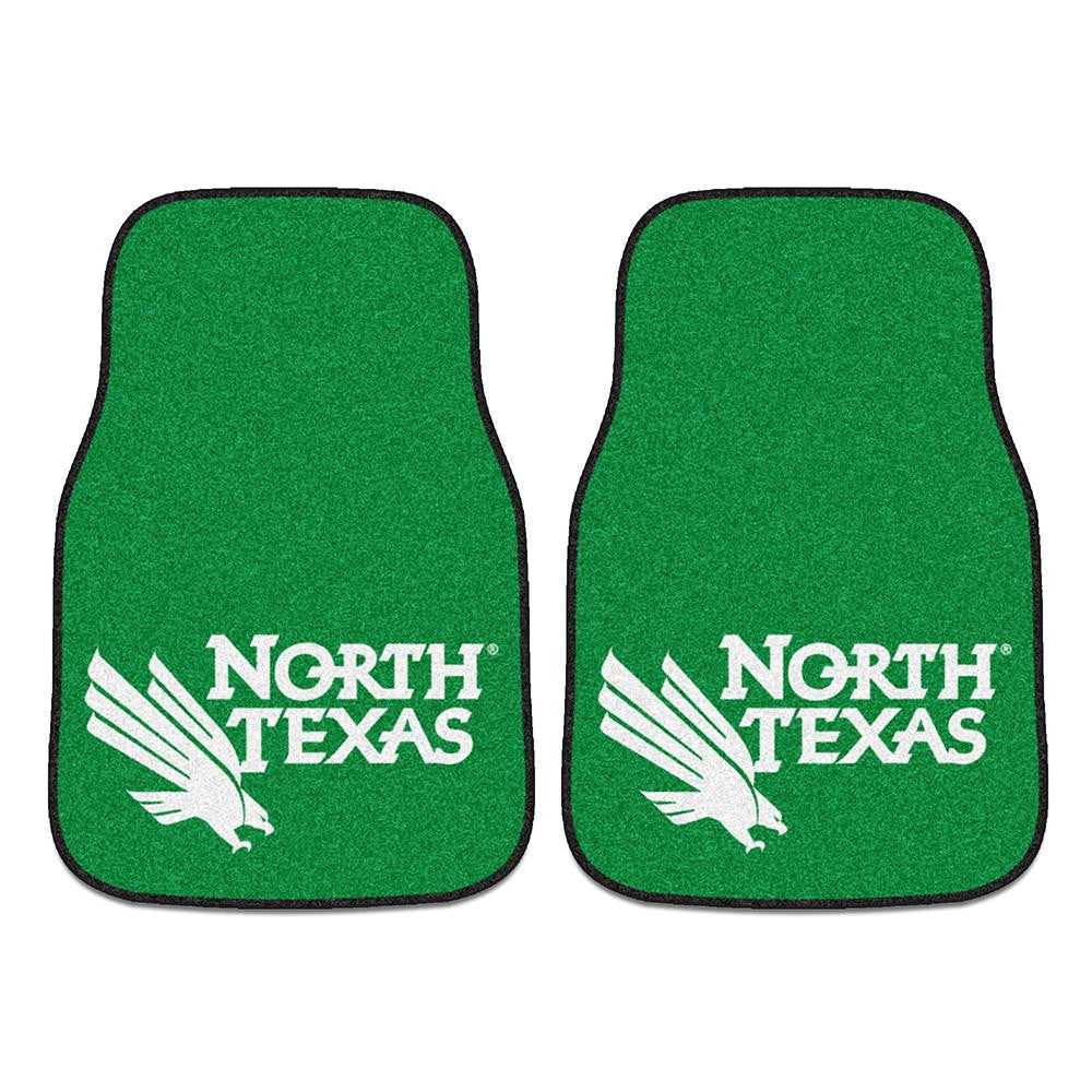 North Texas Mean Green NCAA 2-Piece Printed Carpet Car Mats (18x27)