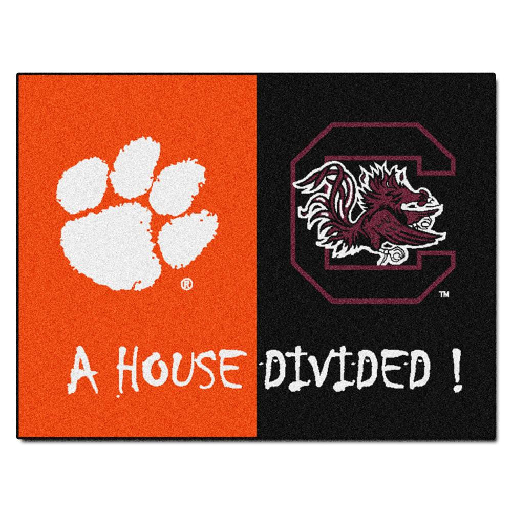 Clemson Tigers - South Carolina Fighting Gamecocks House Divided NCAA All-Star Floor Mat (34x45)