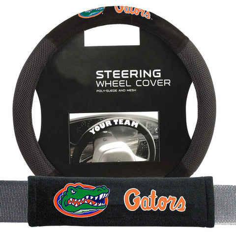Florida Gators NCAA Steering Wheel Cover and Seatbelt Pad Auto Deluxe Kit (2 Pc Set)