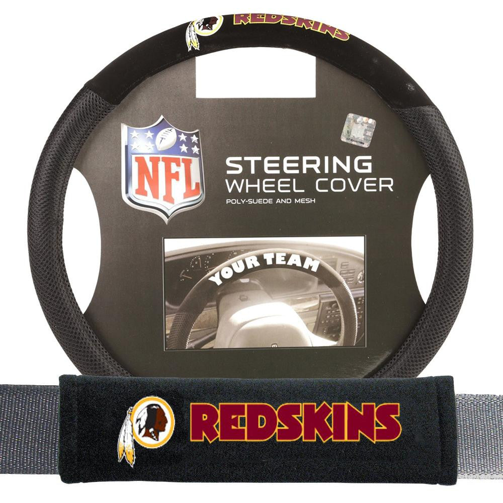 Washington Redskins NFL Steering Wheel Cover and Seatbelt Pad Auto Deluxe Kit