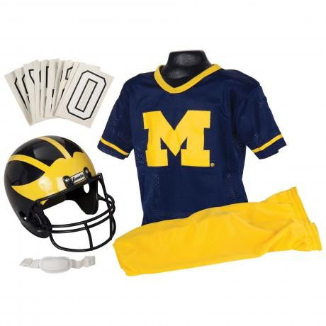 Michigan Wolverines Youth NCAA Deluxe Helmet and Uniform Set (Medium)