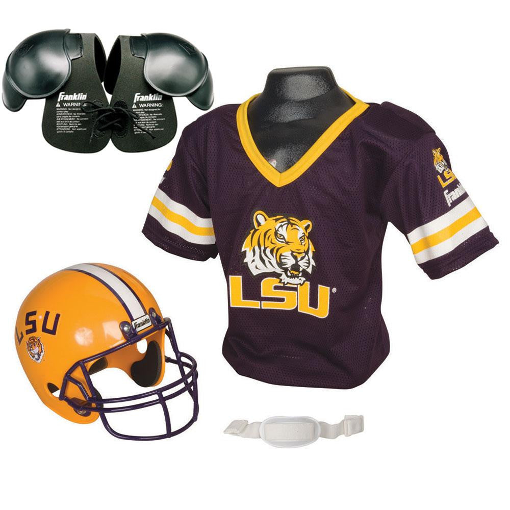 LSU Tigers Youth NCAA Helmet and Jersey SET with Shoulder Pads