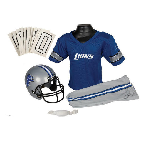 Detroit Lions Youth NFL Deluxe Helmet and Uniform Set (Small)