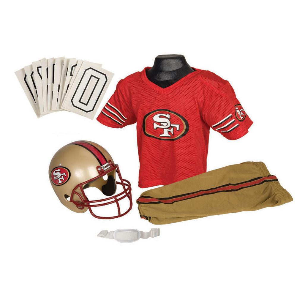 San Francisco 49ers Youth NFL Deluxe Helmet and Uniform Set (Small)