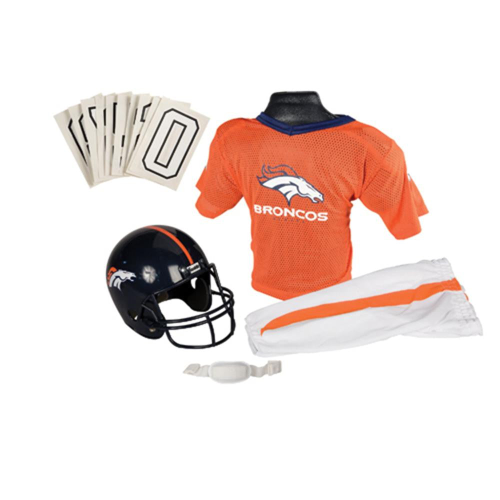 Denver Broncos Youth NFL Deluxe Helmet and Uniform Set (Small)