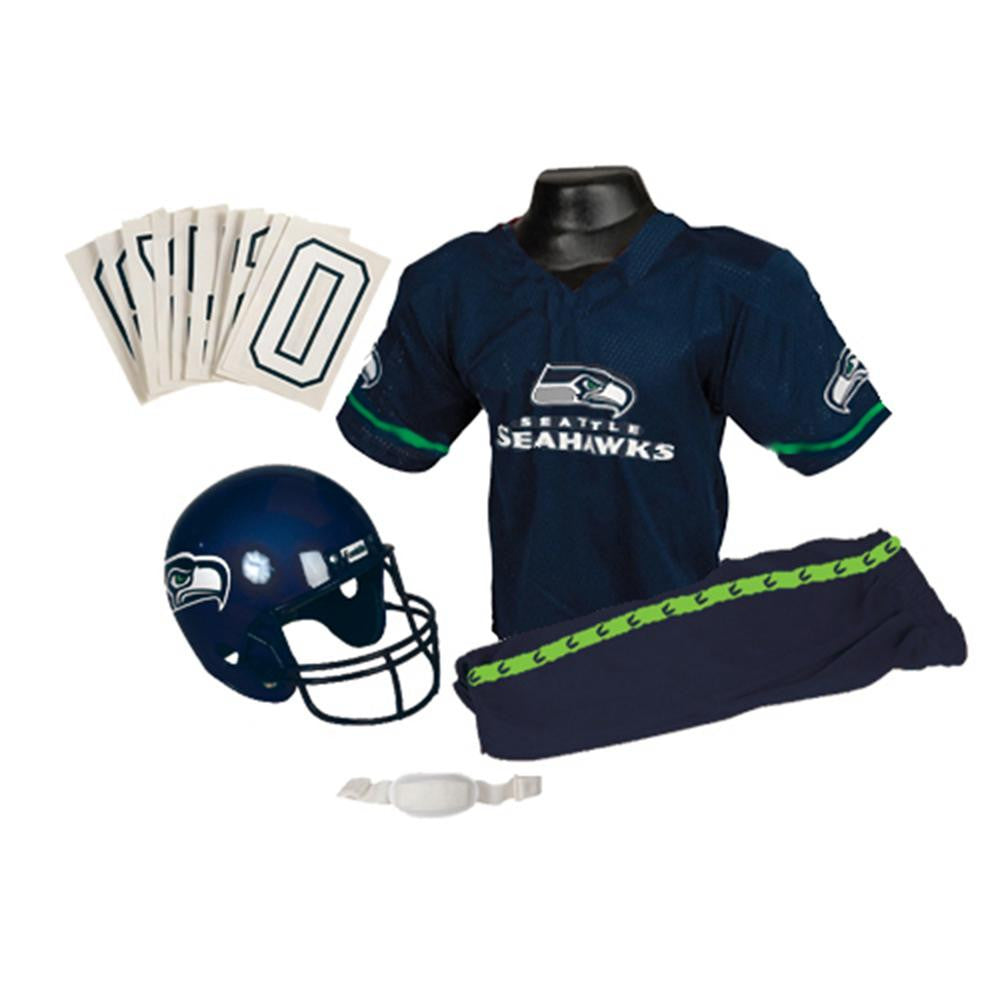 Seattle Seahawks Youth NFL Deluxe Helmet and Uniform Set (Small)
